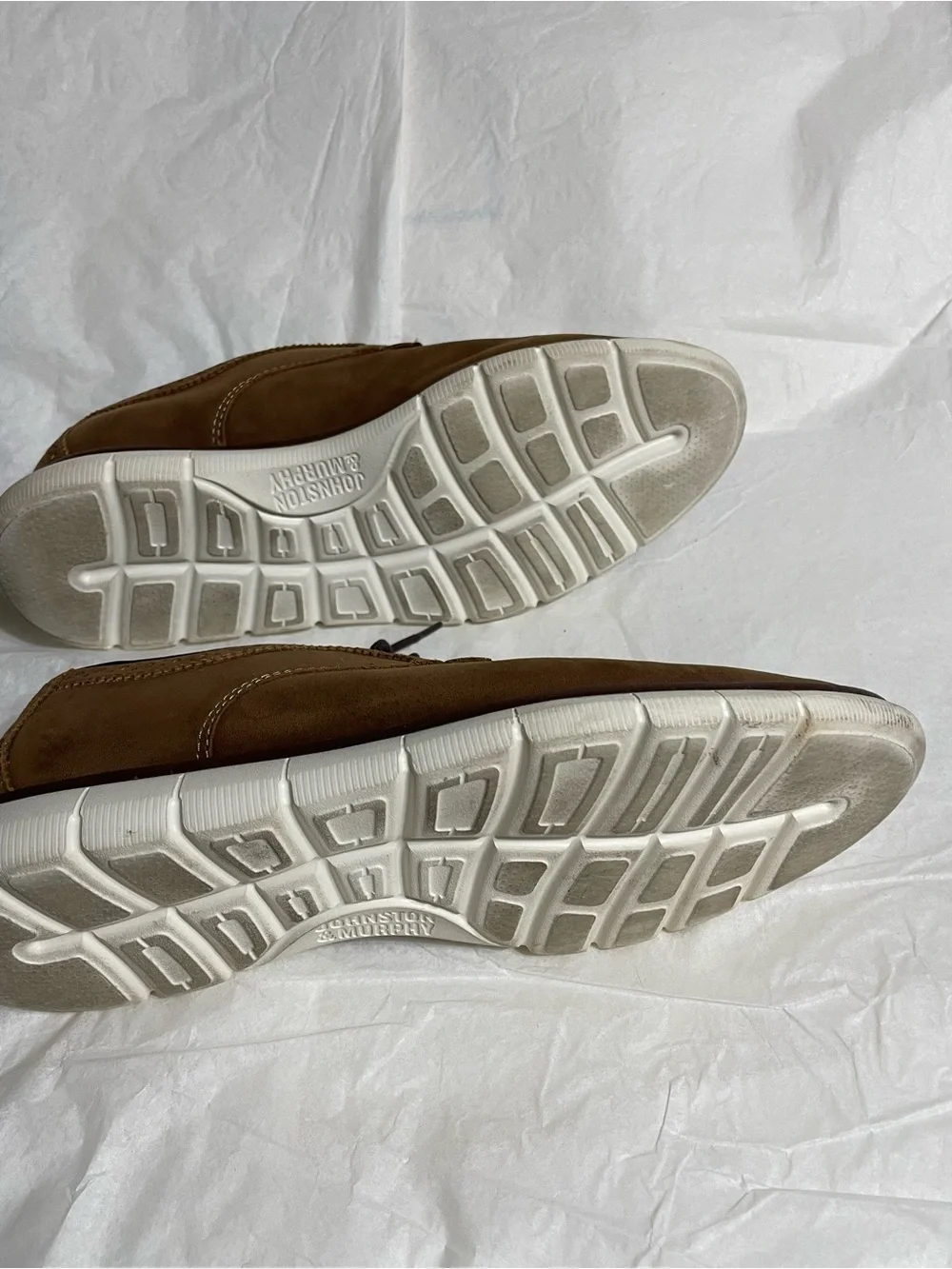 Johnston & Murphy Tan Suede Derby with White Sole